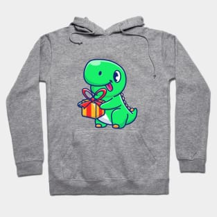 Cute Dinosaur Holding Gift Cartoon Hoodie